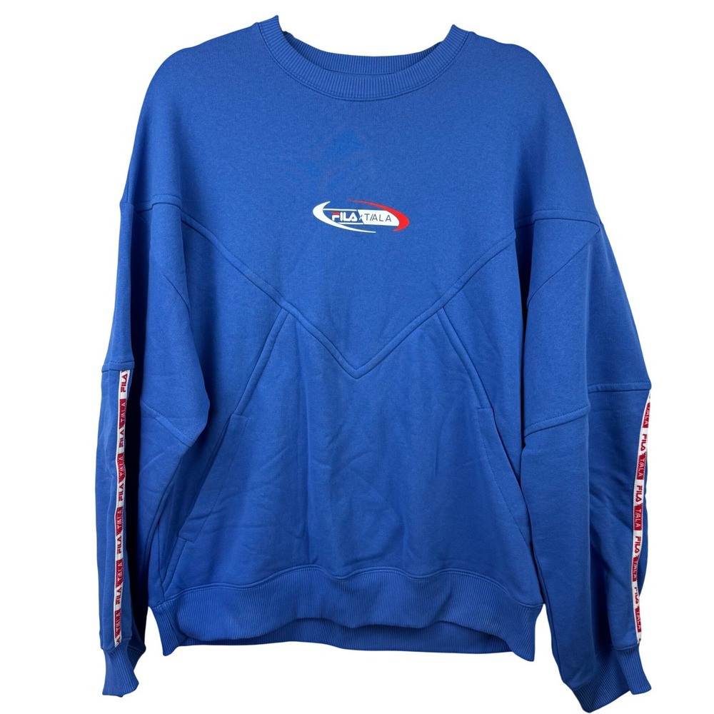 Fila x TALA‎ Sweatshirt Limited Edition Womens Medium Blue Oversized Logo Tape